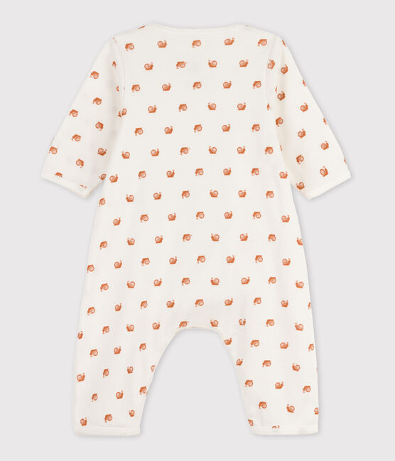 Bedruckter Baby-Bodyjama aus Baumwolle, ohne Füße weiss MARSHMALLOW/ ECUREUIL