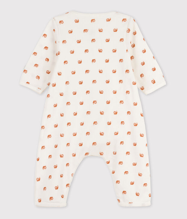 Bedruckter Baby-Bodyjama aus Baumwolle, ohne F&uuml;&szlig;e weiss/braun