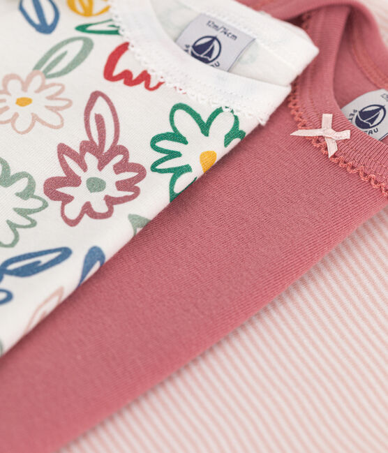 3er-Set langärmelige Bodys aus Baumwolle mit Blumenmotiv für Babys variante 1