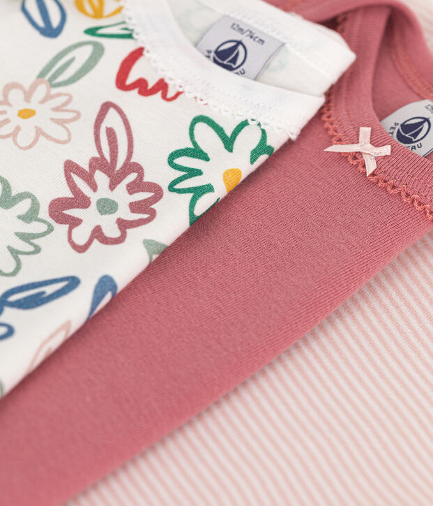3er-Set lang&auml;rmelige Bodys aus Baumwolle mit Blumenmotiv f&uuml;r Babys vielfarbig