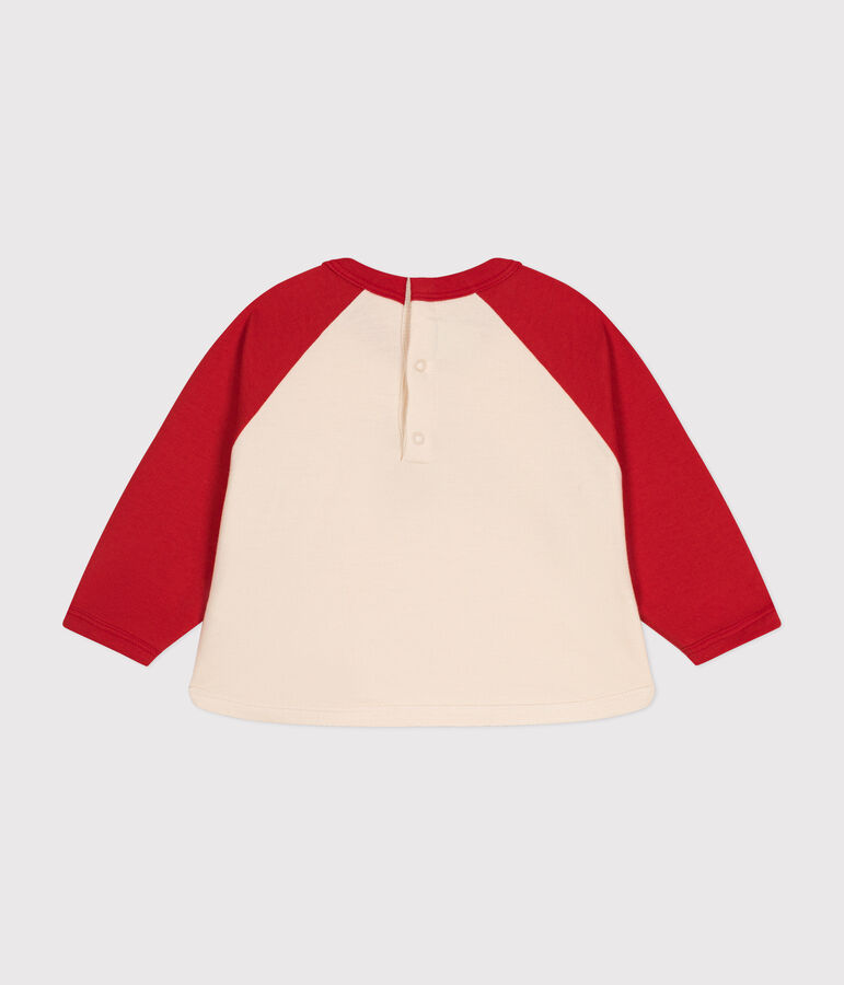 Baby-Sweatshirt aus leichtem Molton naturfarben/rot