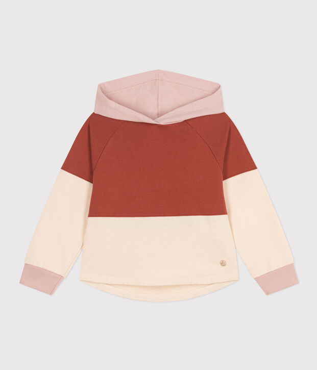 Kinder-Sweatshirt mit Kapuze aus Molton f&uuml;r M&auml;dchen braun/vielfarbig