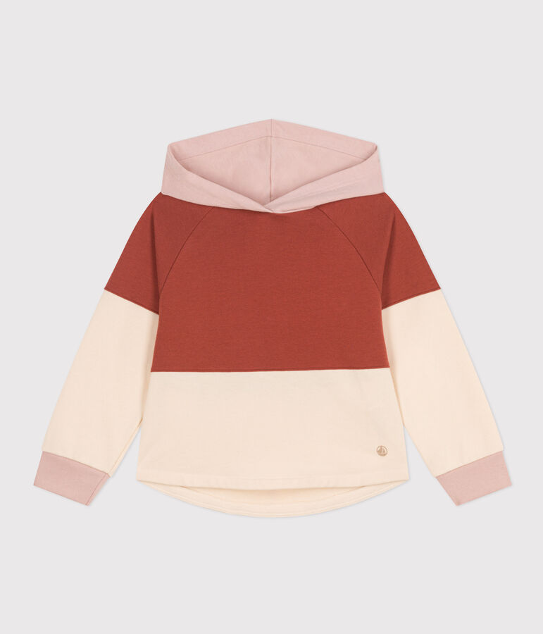 Kinder-Sweatshirt mit Kapuze aus Molton f&uuml;r M&auml;dchen braun/vielfarbig