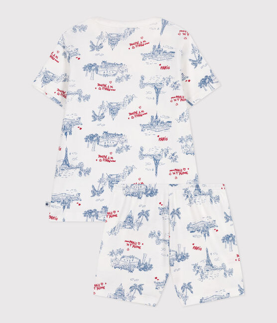 Kinder-Kurzpyjama aus Baumwolle mit Paris-Motiven weiss MARSHMALLOW/weiss MULTICO