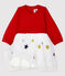 Langärmeliges Baby-Kleid für Mädchen rot TERKUIT/weiss MULTICO