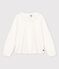 Langärmeliges Kinder-T-Shirt aus Baumwolle für Mädchen weiss MARSHMALLOW