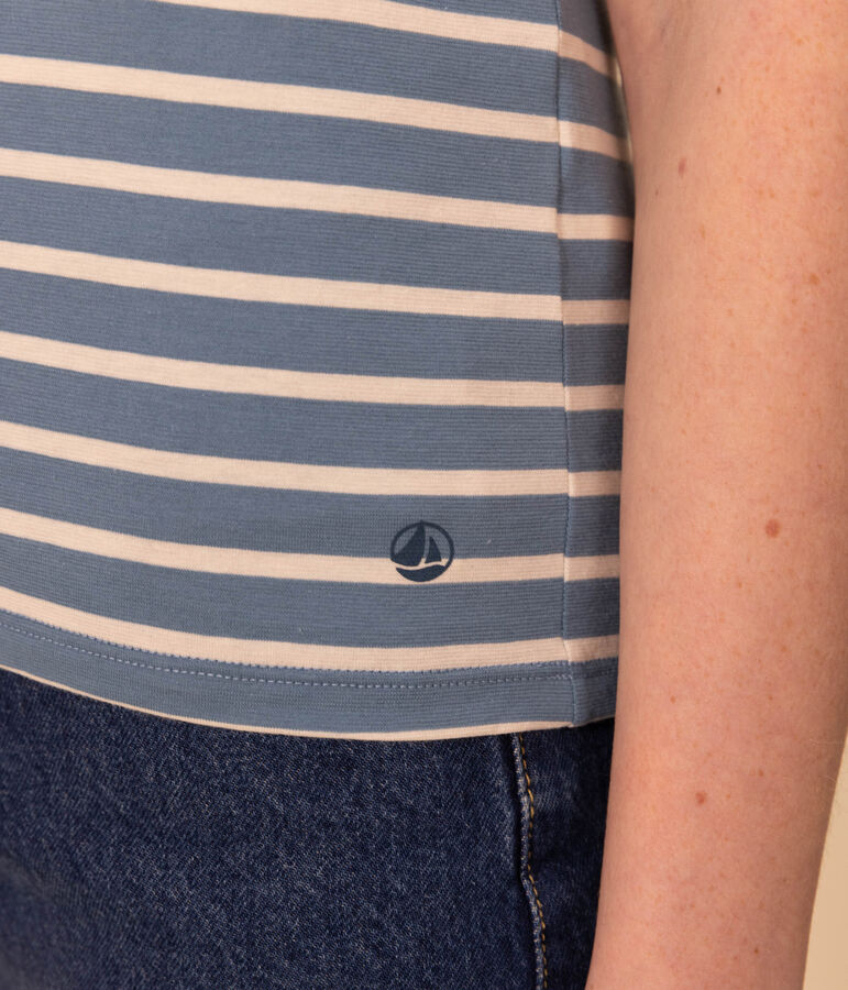 T-Shirt LE DROIT aus Baumwolle mit Rundhalsausschnitt blau/naturfarben