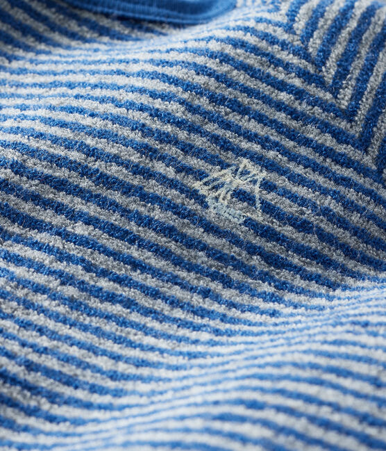 Baby-Strampler aus angerautem, extra warmem Bouclé-Frottier für Jungen blau MAJOR/grau SUBWAY