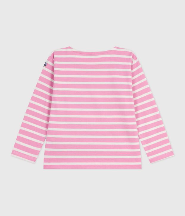 Kinder-Streifenshirt Marini&egrave;re aus Baumwolle rosa/naturfarben