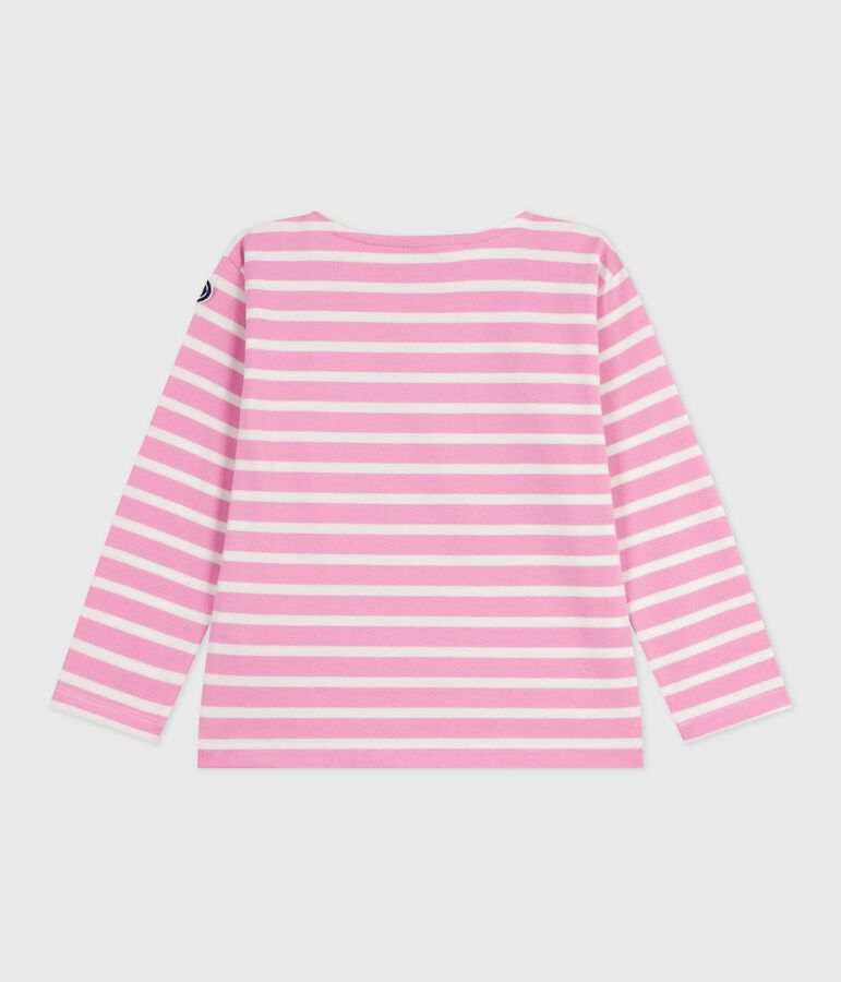 Kinder-Streifenshirt Marini&egrave;re aus Baumwolle rosa/naturfarben