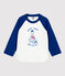 Baby-T-Shirt aus Baumwolle. weiss MARSHMALLOW/blau MAJOR