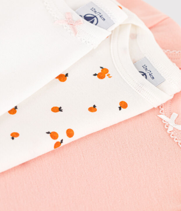 3er-Set kurz&auml;rmelige Bodys aus Baumwolle mit Orangenmotiv vielfarbig