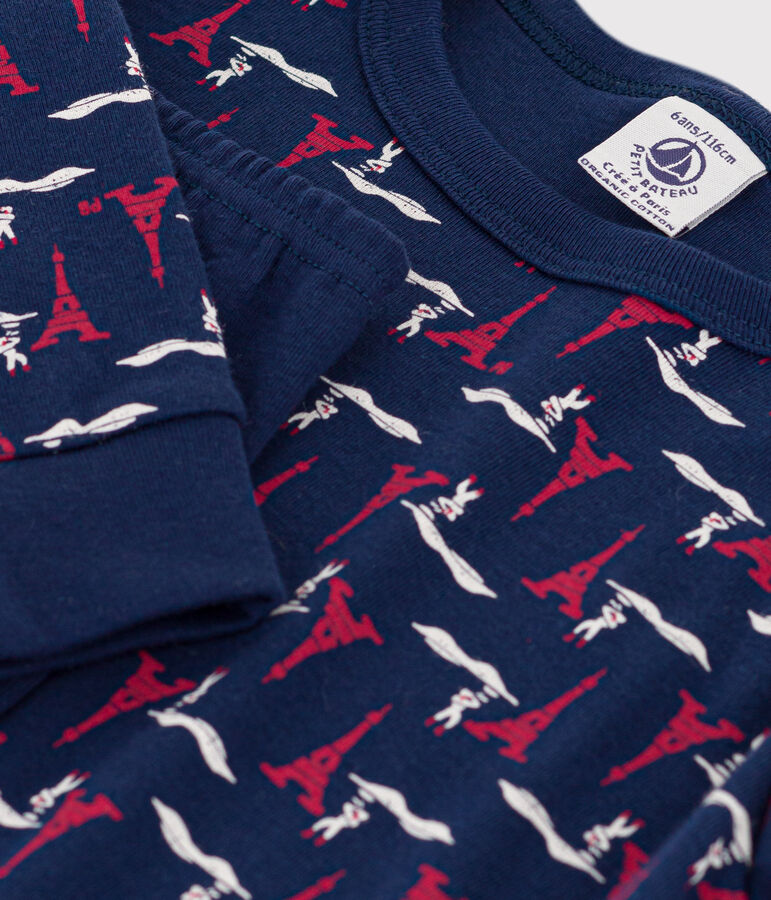 Kinderpyjama Paris aus Baumwolle blau/vielfarbig