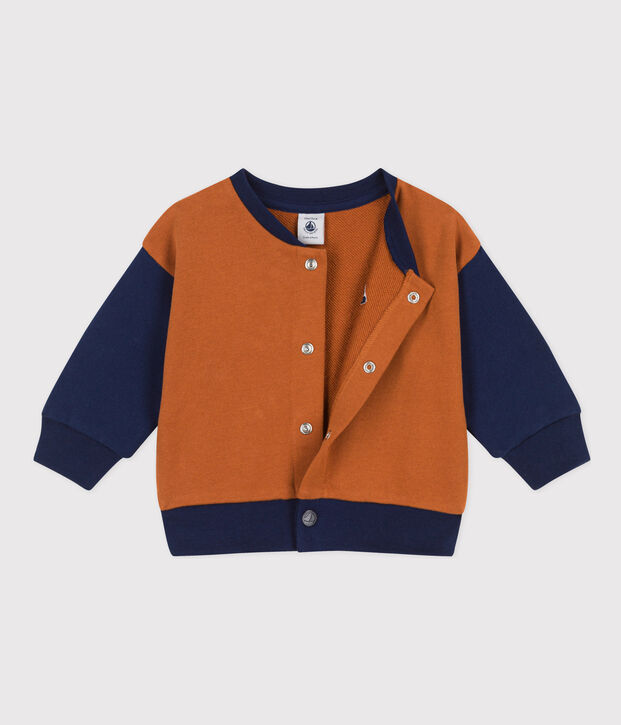 Baby-Teddy aus Molton braun/blau