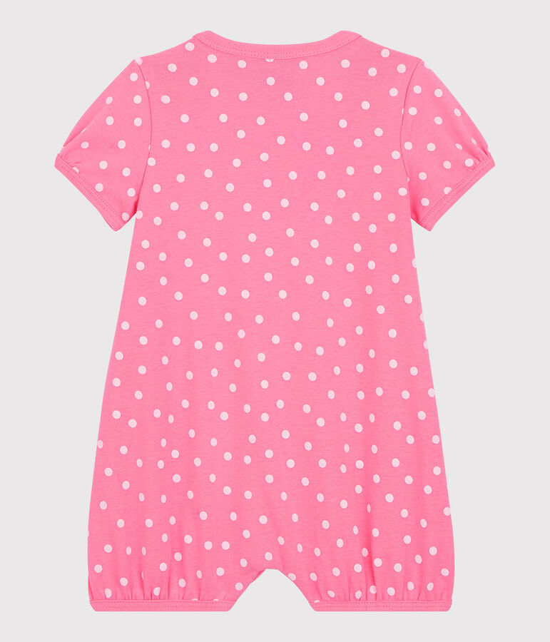 Baby-Kurzoverall aus Baumwolle mit Punktmuster rosa PETAL/weiss ECUME