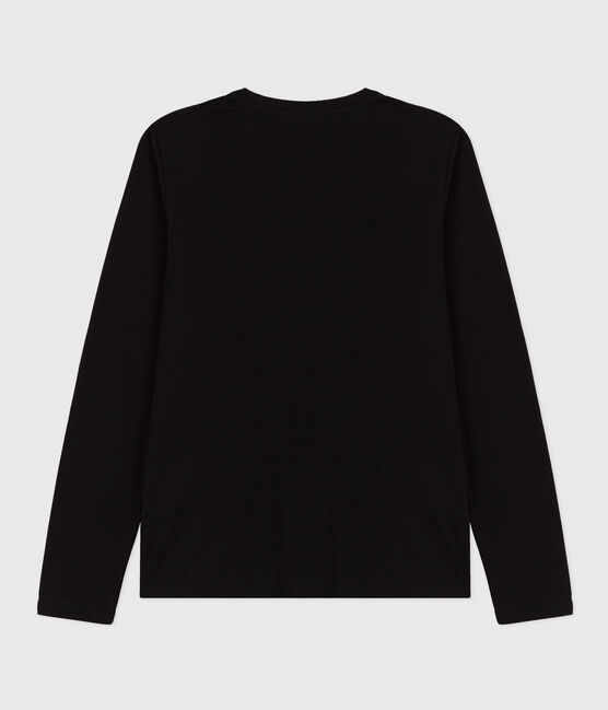 Langärmeliges Damen-T-Shirt "Le Droit" mit V-Ausschnitt aus feinem Jersey schwarz NOIR