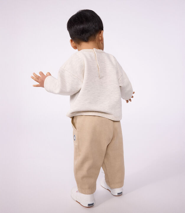 Baby-Hose aus einfarbiger Baumwolle mit Aufn&auml;her im Cargo-Stil beige