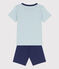 Kinder-Kurzpyjama für Entdecker aus Baumwolle für Jungen blau CHALOUPE/weiss MULTICO
