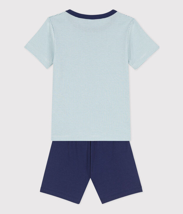 Kinder-Kurzpyjama f&uuml;r Entdecker aus Baumwolle f&uuml;r Jungen blau/vielfarbig