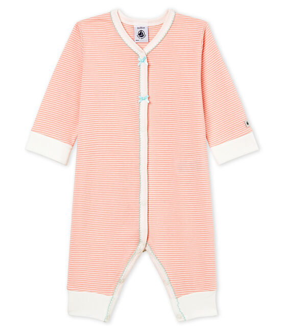 Baby-Strampler in Rippstrick für Mädchen rosa ROSAKO/weiss MARSHMALLOW