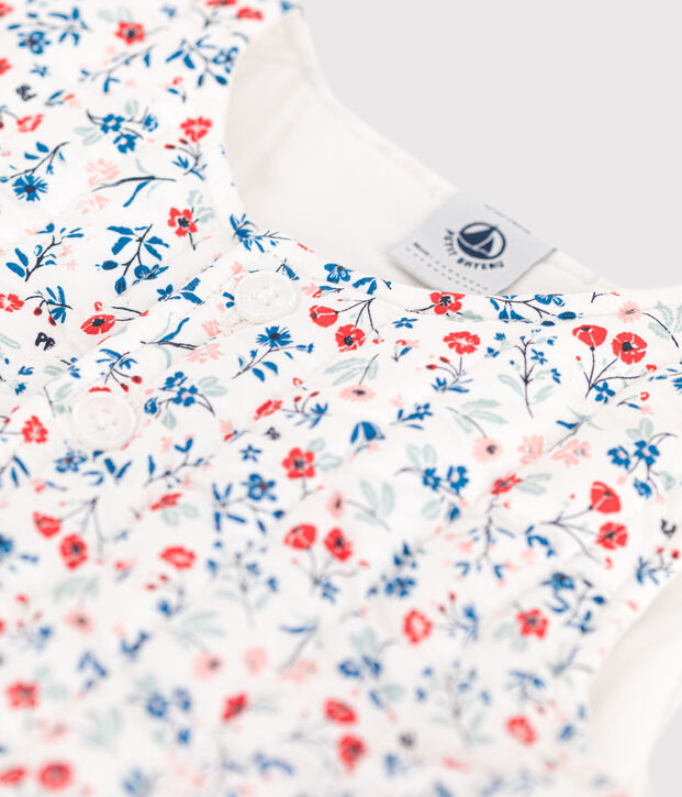 Baby-Weste aus Popeline mit Blumenmuster weiss/vielfarbig