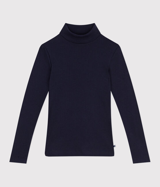 Damen-Rollkragenshirt L'Iconique aus Baumwolle und Wolle blau SMOKING