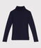 Damen-Rollkragenshirt L'Iconique aus Baumwolle und Wolle blau SMOKING