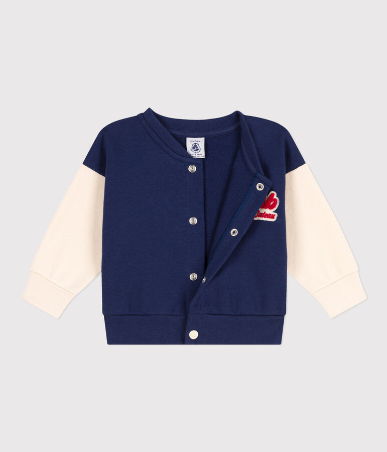 Baby College-Jacke aus Molton blau/naturfarben