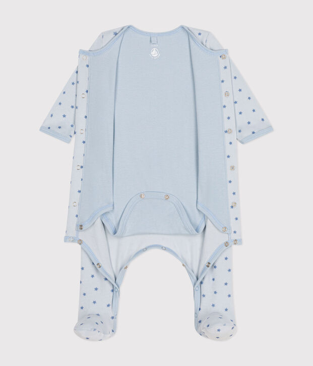 Bodyjama aus Nicki mit kleinen Sternchen f&uuml;r Babys blau/blau