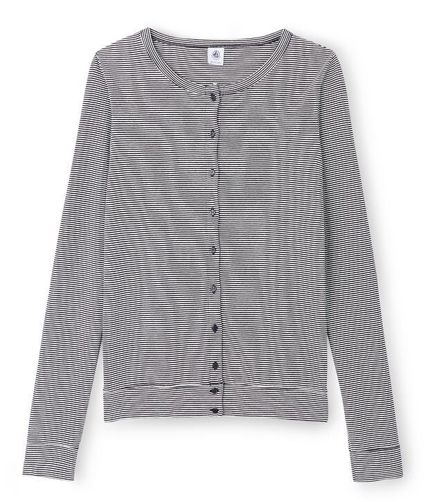 Emblematischer Cardigan f&uuml;r Damen blau/weiss