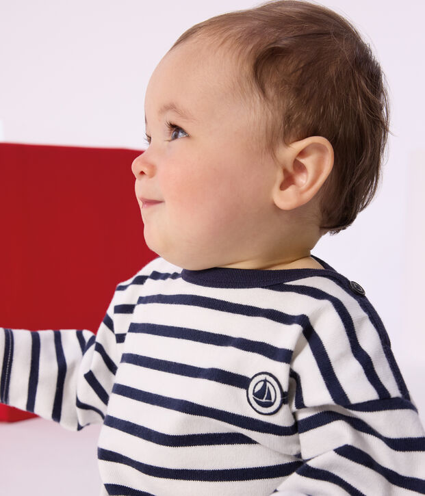 Ikonisches Baby-Streifenshirt Marini&egrave;re aus Baumwolle weiss/blau