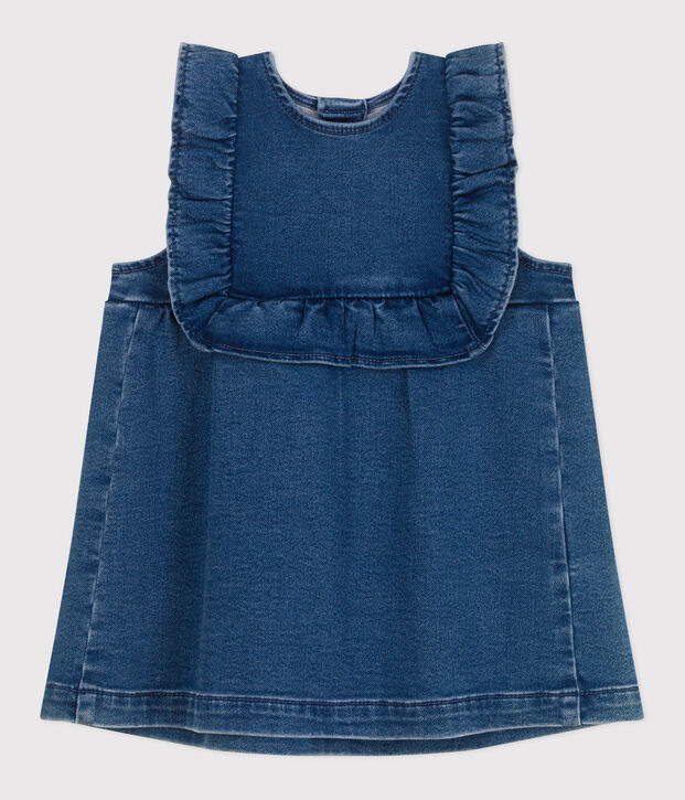 &Auml;rmelloses Baby-Kleid aus Jeansstoff blau