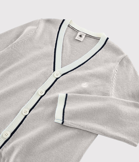 Kinder-Cardigan aus Baumwoll-Jersey für Jungen grau POUSSIERE CHINE