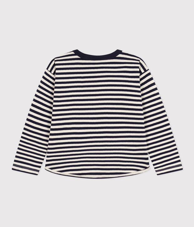 Lang&auml;rmeliges T-Shirt aus Doppeljersey f&uuml;r Kinder/Jungen blau/naturfarben