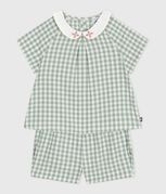 2-teiliges Baby-Set aus Baumwolle, Vichy-Bluse und Shorts blau PAUL/weiss MARSHMALLOW