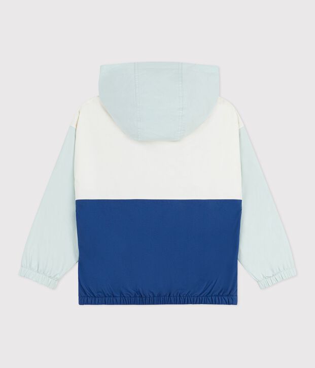 Kinder-Regenjacke mit einrollbarer Kapuze naturfarben/vielfarbig