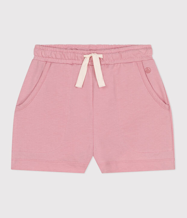 Kinder-Shorts aus einfarbiger Baumwolle rosa