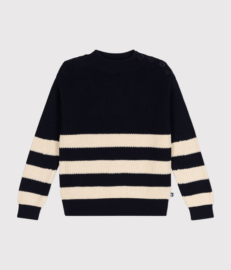 Damen-Pullover aus Baumwolle blau/naturfarben