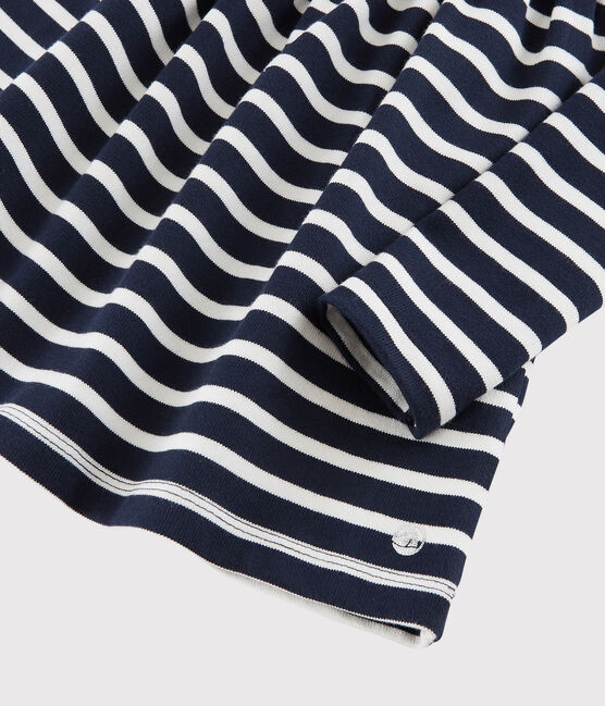 Langärmeliges Kinderkleid für Mädchen blau SMOKING/weiss MARSHMALLOW