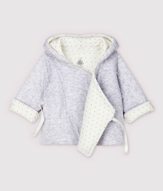 Baby-Kapuzen-Jacke aus gestepptem Doppeljersey aus Bio-Baumwolle in Grau grau POUSSIERE CHINE