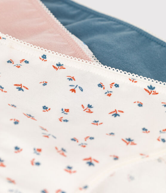 3er-Set Slips aus Baumwolle und Elastan mit Blumenmuster für Mädchen variante 1