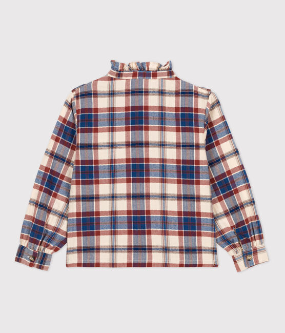 Langärmelige karierte Kinderbluse aus Flanell für Mädchen weiss AVALANCHE/ MULTICO