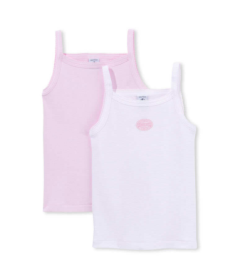 Ein Paar M&auml;dchen Tr&auml;gerhemden einfarbig/ ringelgestreift lot .