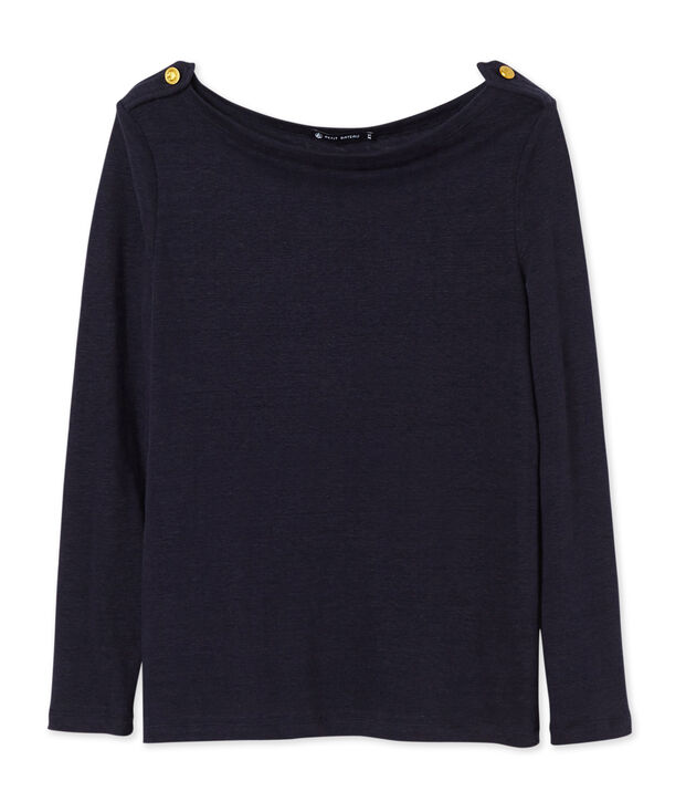Damen-T-Shirt aus Leinen blau