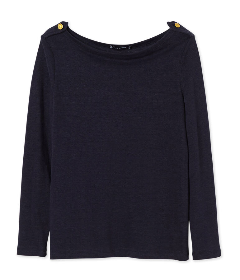 Damen-T-Shirt aus Leinen blau SMOKING