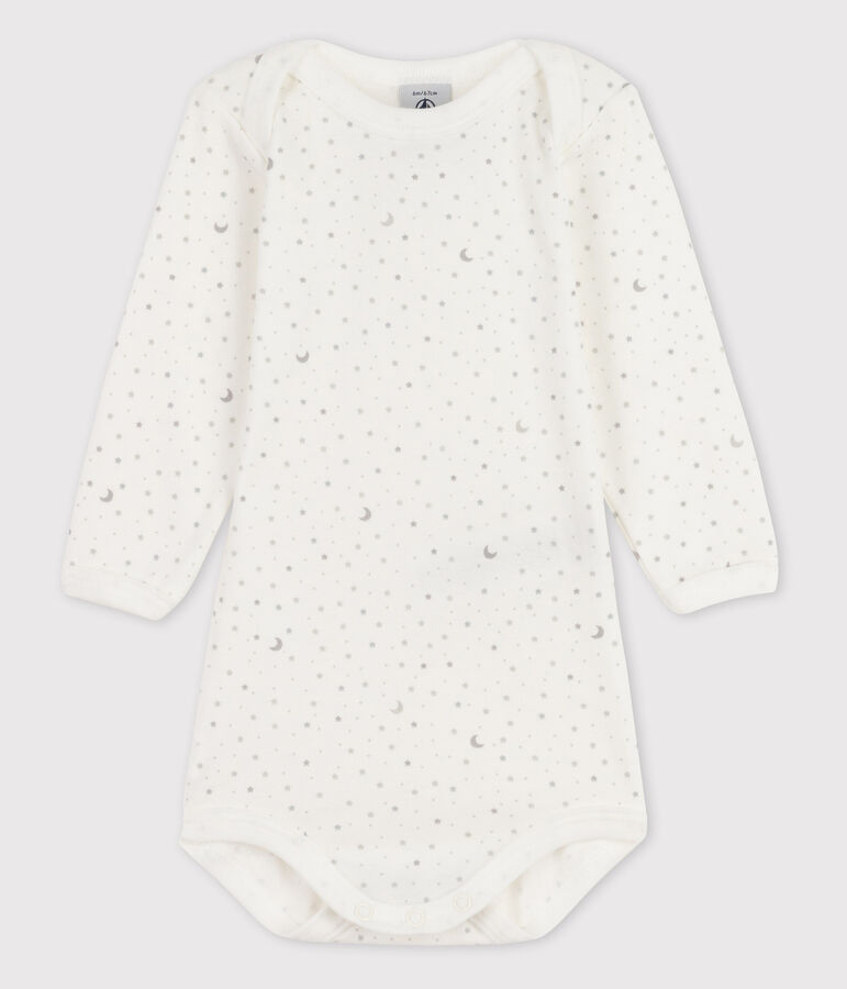 Lang&auml;rmliger Baby-Body f&uuml;r M&auml;dchen weiss ECUME/weiss MULTICO