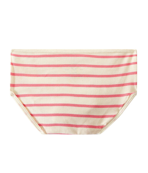 Highwaist Unterhose aus Ripp 2x2 weiss/rosa