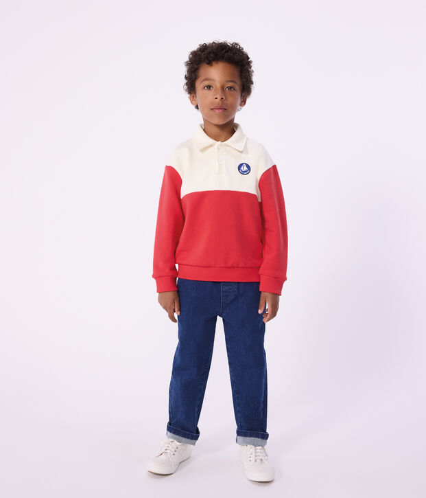 Kinder-Sweatshirt im Polo-Stil aus Baumwolle rot/rot