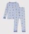 Eng anliegender Kinder-Pyjama aus gemusterter Baumwolle blau/weiss/vielfarbig