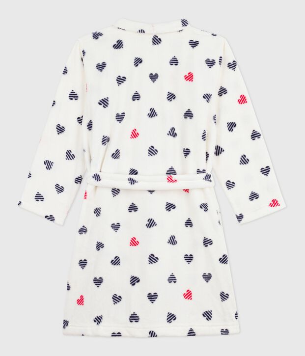 Kinder-Morgenmantel aus Fleece mit Muster weiss/vielfarbig